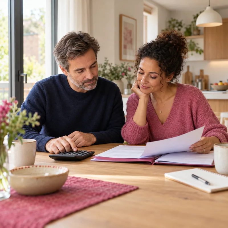 Un couple prépare son budget et examine ses documents à la maison.